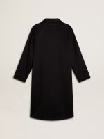 Women's single-breasted black cocoon coat - Image 5