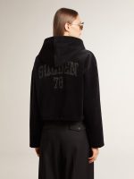 Women's black chenille sweatshirt with embroidery on the back - Image 4