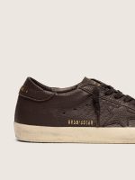 Men's Super-Star in dark brown leather with tone-on-tone leather star - Image 5
