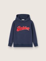 Kids' hooded sweatshirt in blue cotton with embroidery