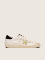 Women's Super-Star in white leather with gold Swarovski star