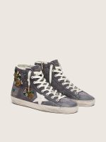 Women's Francy in dark gray suede with white star and beads and crystals - Image 2