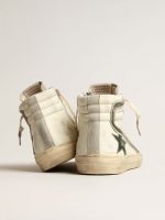 Slide in beige nappa with green laminated leather star and flash - Image 4