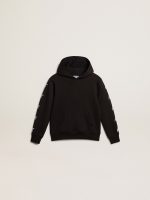 Boys' hooded sweatshirt in black with contrasting silver stars