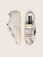 Women's Old School in white leather with black leather star and snake-print inserts - Image 3