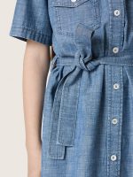 Journey girls' short-sleeved shirt dress in light blue cotton chambray with embroidered patch - Image 6