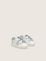 Baby Old School in white leather with gray suede star and colorful print - Image 2