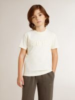 Boys' cream-colored T-shirt with raised logo - Image 2