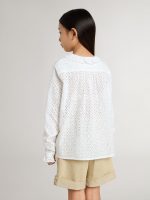 Girls' white broderie anglaise cotton shirt - Image 4