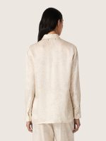 Women's shirt in ivory silk blend satin with print - Image 6