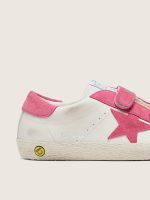 Junior Old School in cream leather with pink suede star and inserts - Image 4