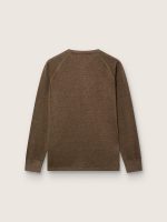 Men's long-sleeved sweater in tortoiseshell-brown linen jersey - Image 2