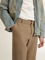 Tailored pants in sand-colored chevron linen blend - Image 5