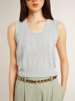 Women's sleeveless tank top in baby blue knit - Image 4