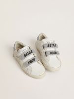 Young Old School in white leather with silver Swarovski crystal heel tab and straps - Image 2
