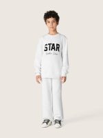 Boys' gray melange cotton sweatshirt with print and logo - Image 3