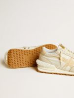Women's Marathon in beige nylon and gray leather with beige printed star - Image 3