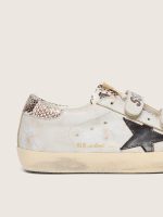 Women's Old School in white leather with black leather star and snake-print inserts - Image 4