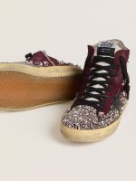 Women's Francy LAB in burgundy suede with glossy black leather star and rhinestones - Image 3