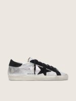 Women's Super-Star in silver leather with contrasting inserts