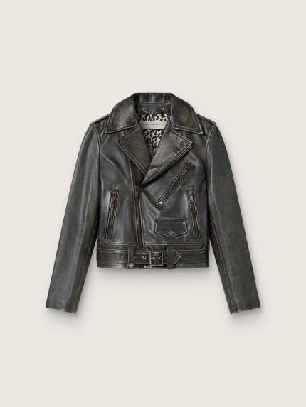 Women's leather biker jacket