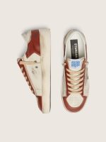 Men's Stardan in white and brick-red leather with olive-green laminated leather star - Image 3