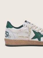 Women's Ball Star in white nappa leather with green leather star and heel tab - Image 4