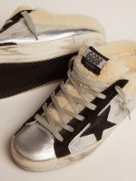 Women's Super-Star Sabot in silver laminated leather with black star - Image 3