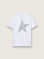 Women's white T-shirt with silver glitter logo and star - Image 2