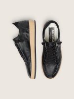 Women's Ball Star in black nappa with black glitter star and suede heel tab - Image 4