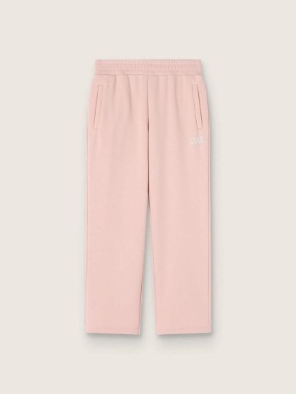 Girls' pink cotton sweatpants with logo