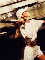 Women's white cropped sports T-shirt - Image 3