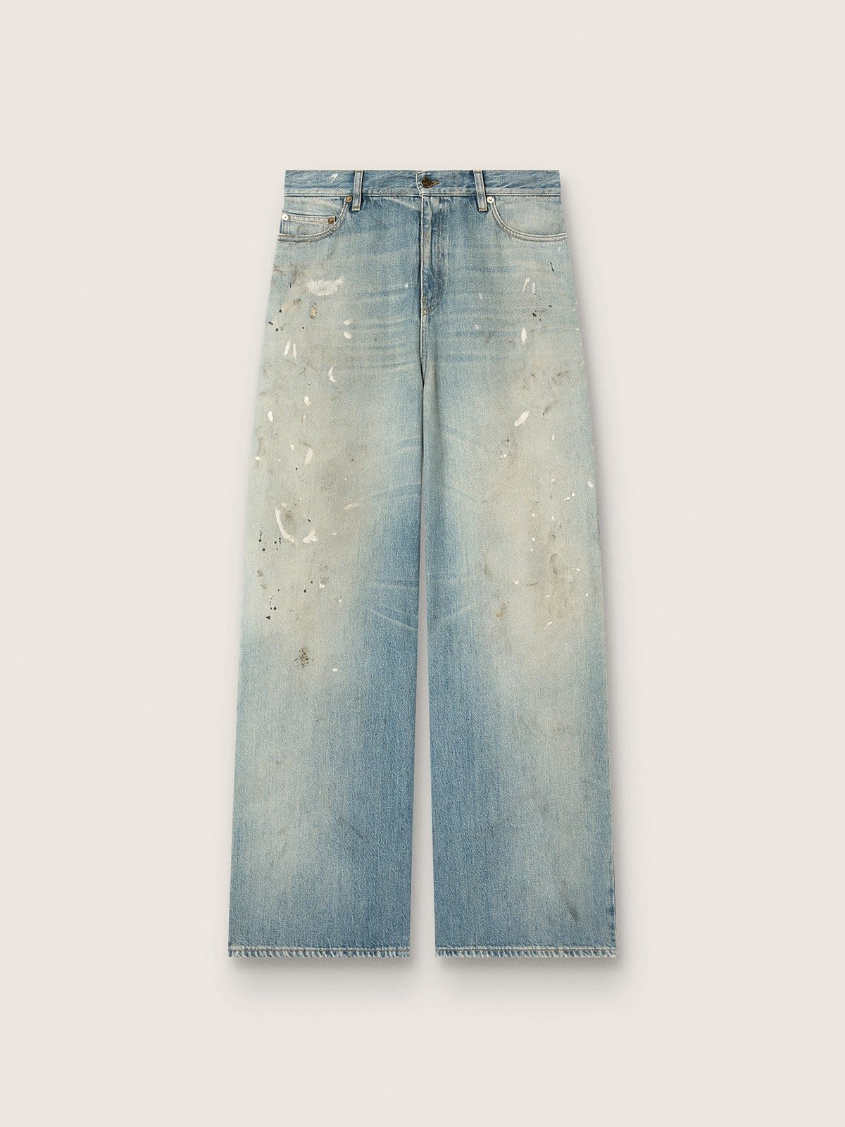 d33301a701af37c837cec9eca8e91735e26ba9e75cdc158d5f631961edf963f7 Women's jeans in light blue denim with Golden embroidered logo - Image 1