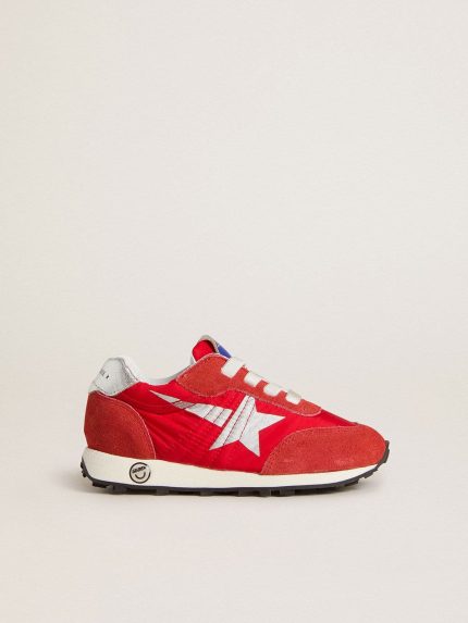 Junior Marathon in red nylon with printed star and leather heel tab