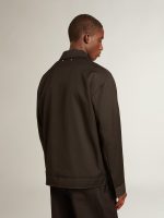 Men's zip-up jacket in black wool gabardine - Image 4