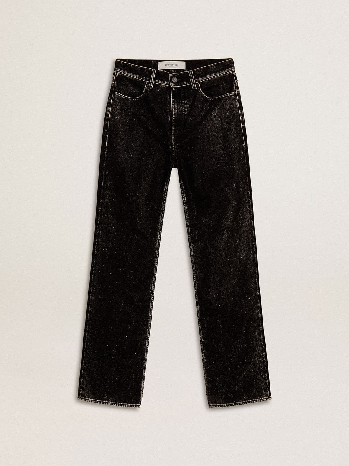 d411890a966cdfeb3b2be7237ef1b8c535f3bfbb6543ff0c9f74b823608b3a98 Women's black jeans with a velvet-like wash effect - Image 1