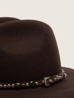 Coffee-brown hat with studded leather strap - Image 4