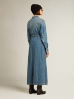 Women's shirt dress in denim with belt - Image 3