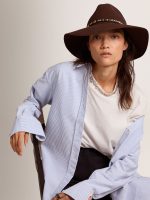 Coffee-brown hat with studded leather strap - Image 3