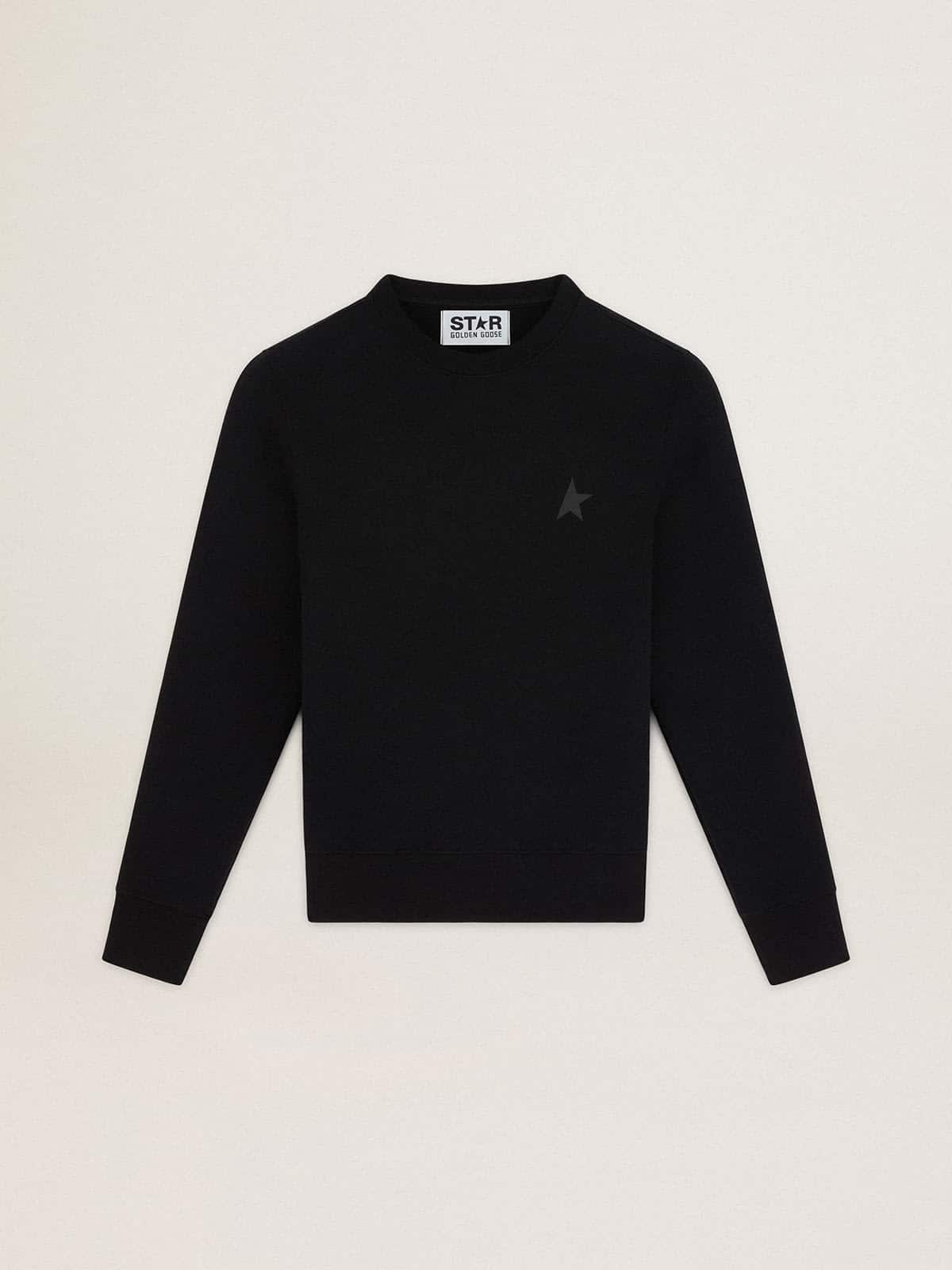 d4b6c7d5908a90a374fd6b4e79bda5a6eb1004bbfbc2c88e95c21457bd2a9c06 Black Athena Star Collection sweatshirt with tone-on-tone star on the front - Image 1