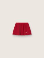 Girls' skirt in red cotton fleece with embroidery