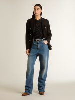 Black mesh knit top with sequins and contrasting details - Image 4