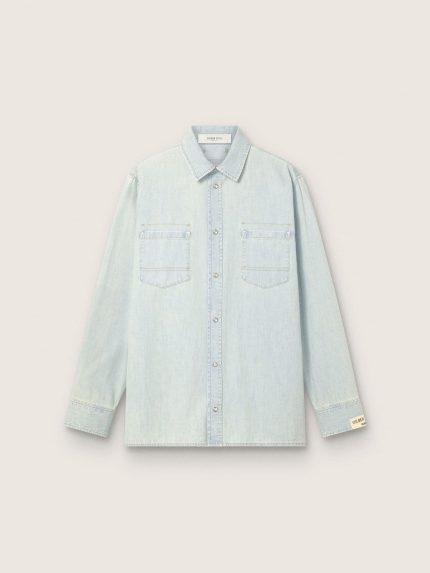 Men's overshirt in light blue denim