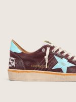 Men's Ball Star in dark red suede with light blue star and heel tab - Image 4