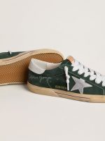 Men's Super-Star in green suede with silver metallic leather star and leather heel tab - Image 3