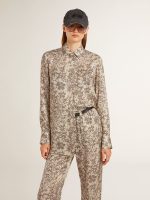 Women's silk blend pajama shirt with a floral print - Image 2