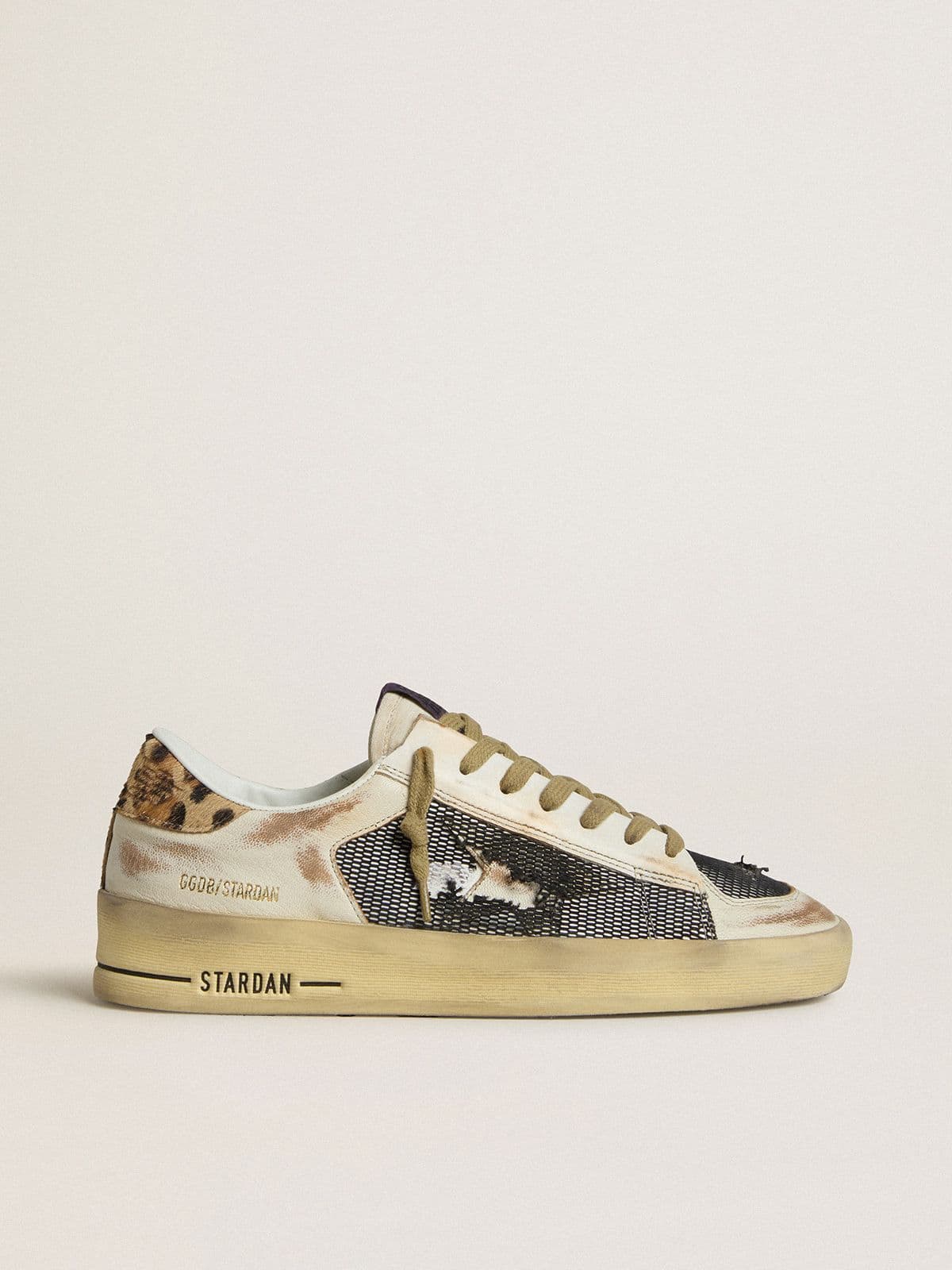 d5bea7da8d1298cd92dc66c105270e4e8237661ba73c43bee11d297e8ba732bd Women's Stardan in nappa and mesh with leopard-print pony skin heel tab - Image 1