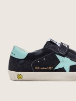 Junior Old School in dark blue suede with turquoise leather star - Image 4