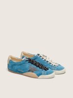 Women's True-Star in teal suede with black star and cream heel tab - Image 2