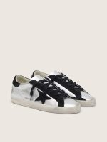 Women's Super-Star in silver leather with contrasting inserts - Image 2